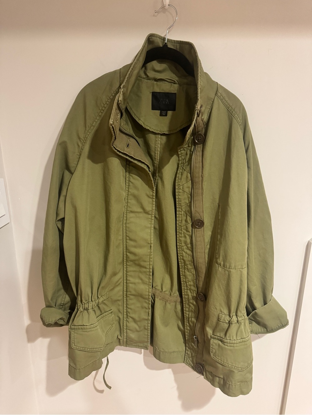 Zara Olive Utility Jacket in Light Olive Green